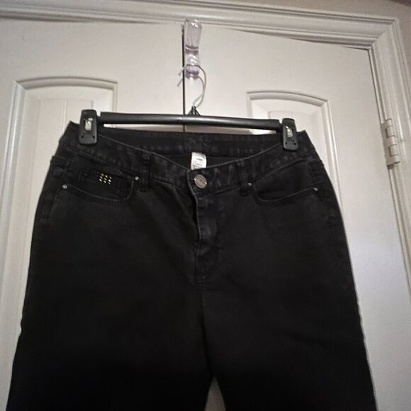 Women's Black Jeans with Sparkle Pockets in Size 10 by Cache - Picture 5 of 6
